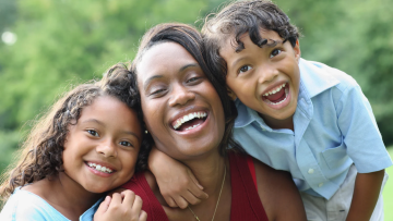 mother with two kids