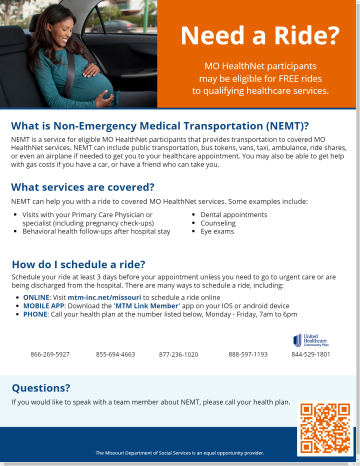 Non-Emergency Medical Transportation flyer